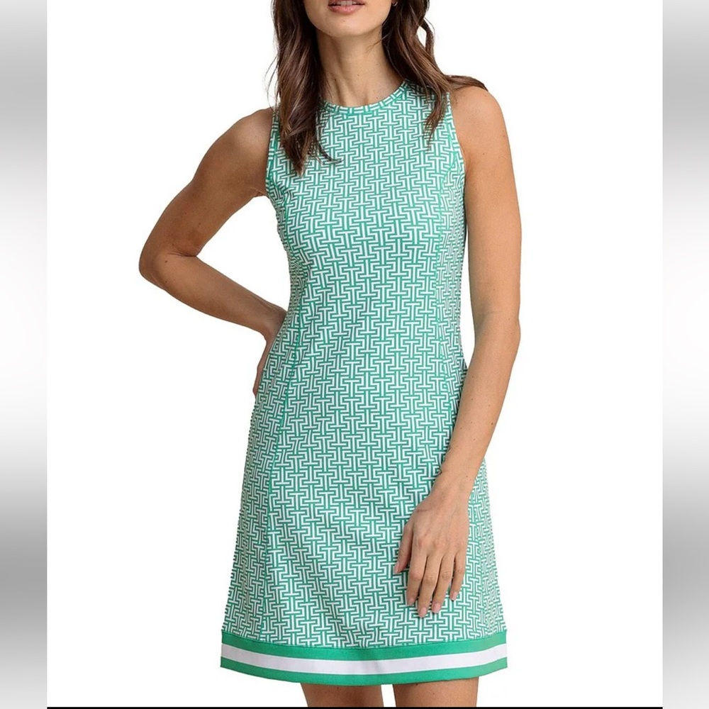Southern Tide Seafoam Geo Print Sleeveless Shift Mini Dress